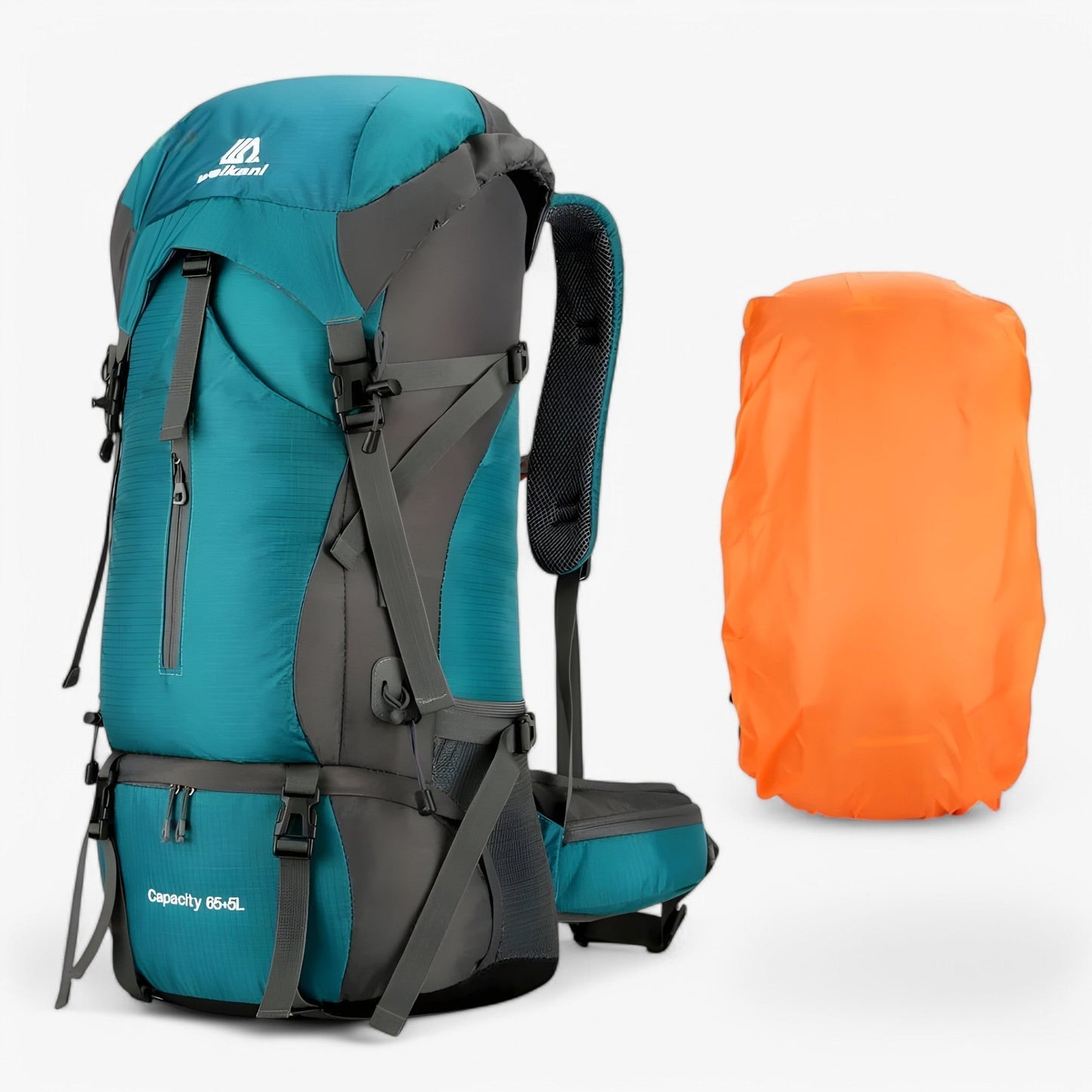 70L Camping-Nylonrucksack mit Regenschutz